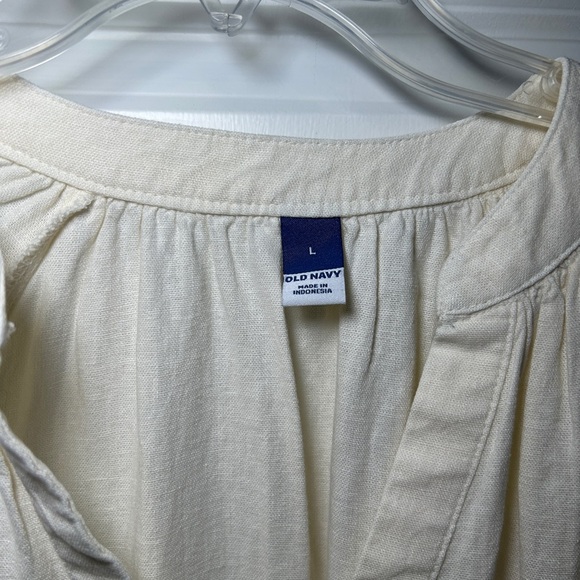 Split-Neck Linen-Blend Midi Dress - Picture 2 of 5